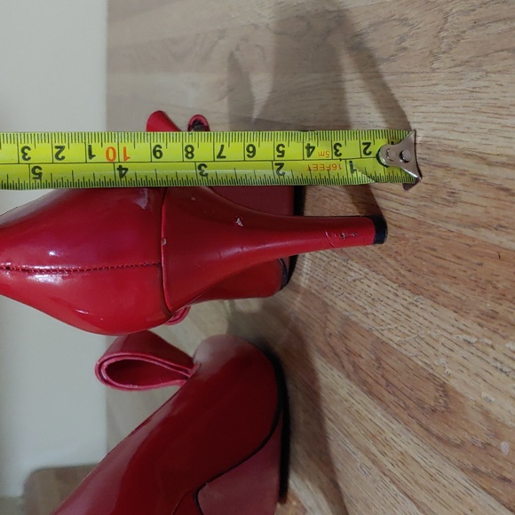 Paris Hilton 🥳 HOST PICK🥳 Vintage Red Bow Open Toe Heels 6 - Picture 9 of 16